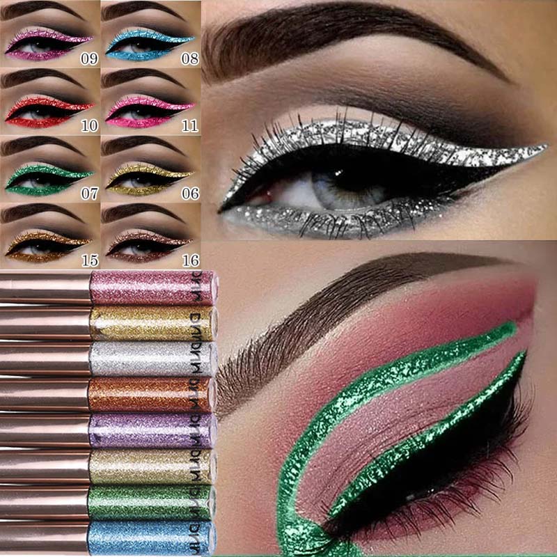 Beauty Linasi Makeup - 16 Kolorów Diamentowy Płynny Eyeliner Profesjonalny
